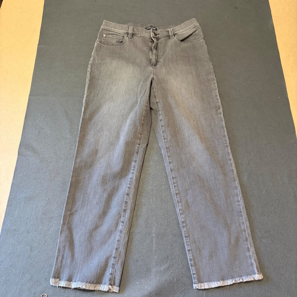 Eileen Fisher Straight Leg Jeans Womens S Grey Raw Hem Denim Pants